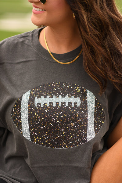 Pepper Faux Glitter Football Tee