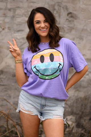 Striped Smiley Face Tee