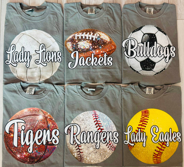 Custom Faux Glitter Football Tee