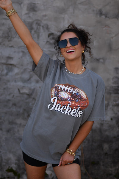 Custom Faux Glitter Football Tee