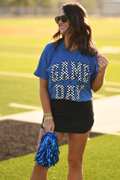 **SALE** RTS Royal Blue Checkered Game Day Tee