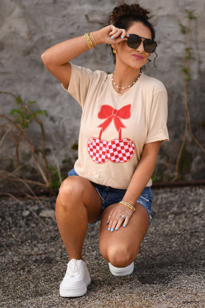**SALE** Love Me Checkered Cherry Tee