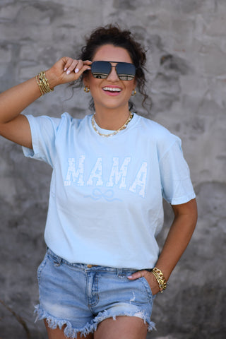 Mama Dainty Blue Bows Tee