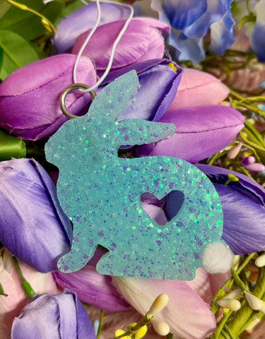 Blue Glitter Bunny Car Freshie