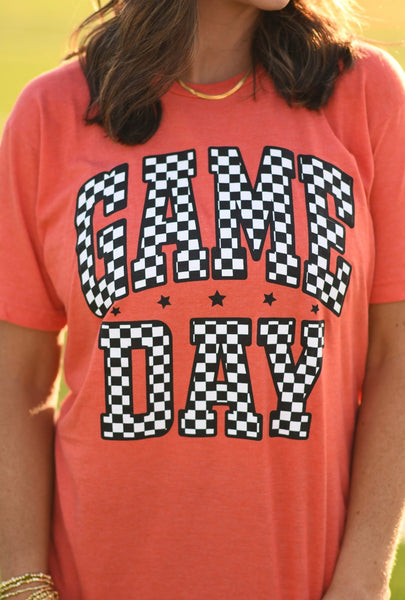 **SALE** RTS Orange Checkered Game Day Tee