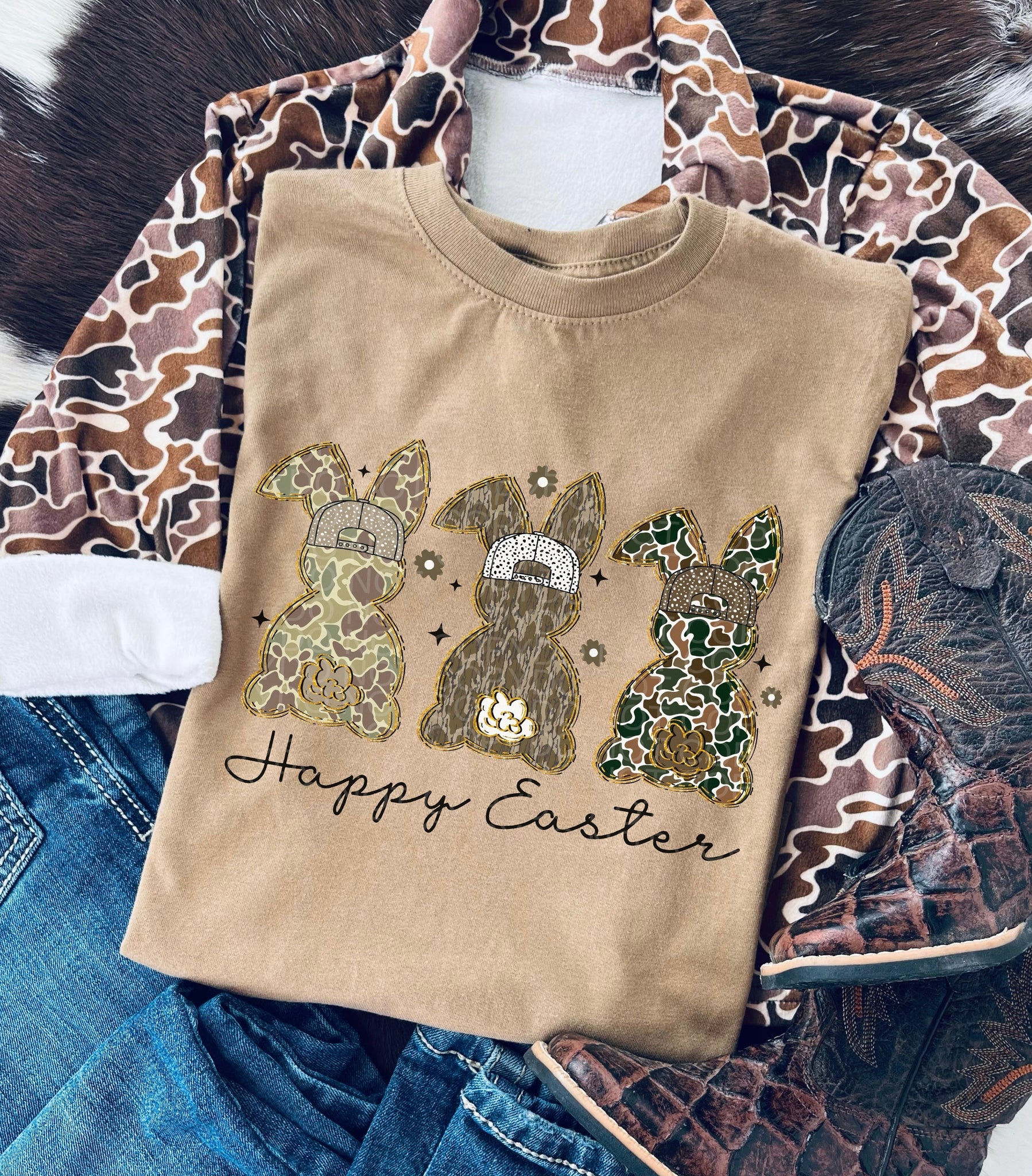 happy Easter Camo Bunnies- Youth