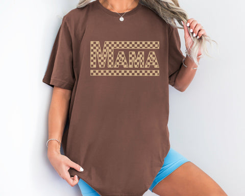 Tan Mama Checkered - Tee