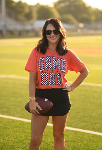 **SALE** RTS Orange Checkered Game Day Tee