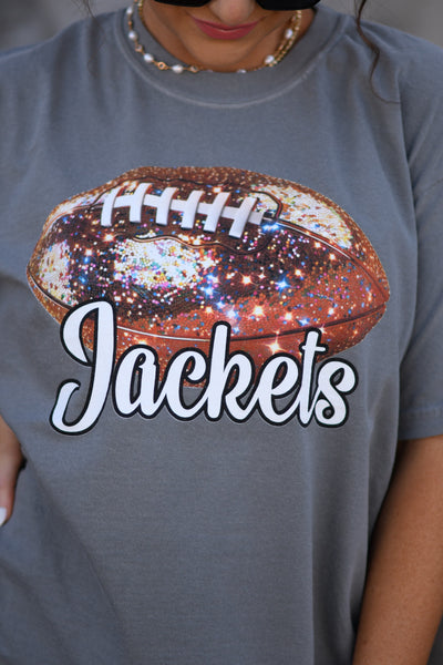 Custom Faux Glitter Football Tee