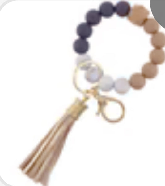 Silicone Beaded Keyring/Keychain Bracelet