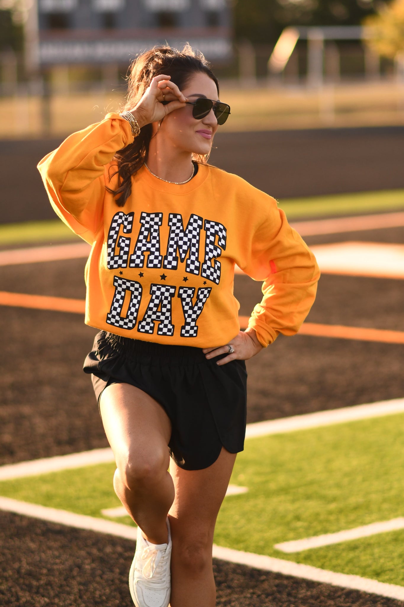 **SALE** RTS Gold Checkered Game Day Sweatshirt