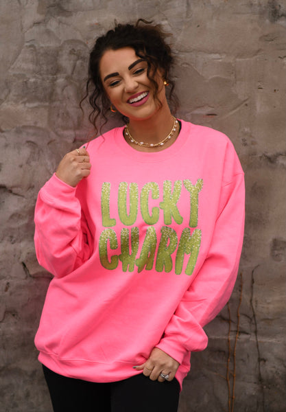 Lucky Charm Faux Glitter Sweatshirt