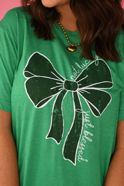 RTS Not Lucky Just Blessed St. Patrick’s Day Bow Tee