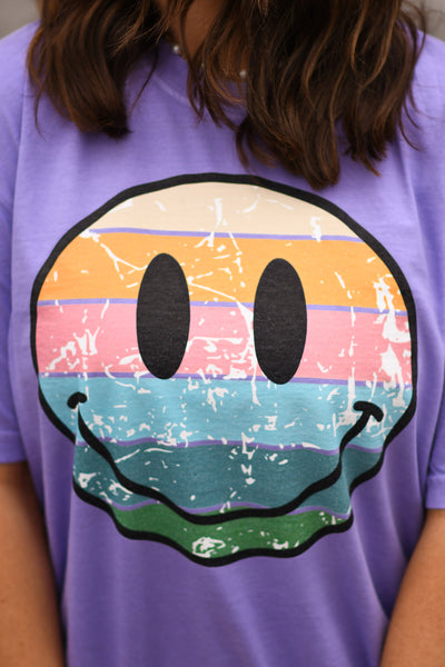 Striped Smiley Face Tee