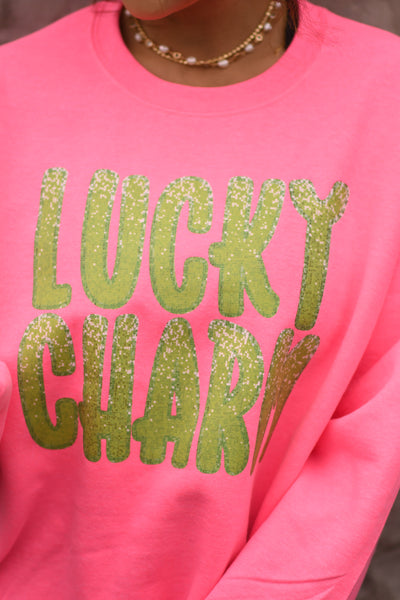 Lucky Charm Faux Glitter Sweatshirt