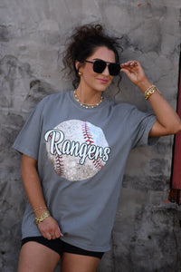 Custom Faux Glitter Baseball Tee