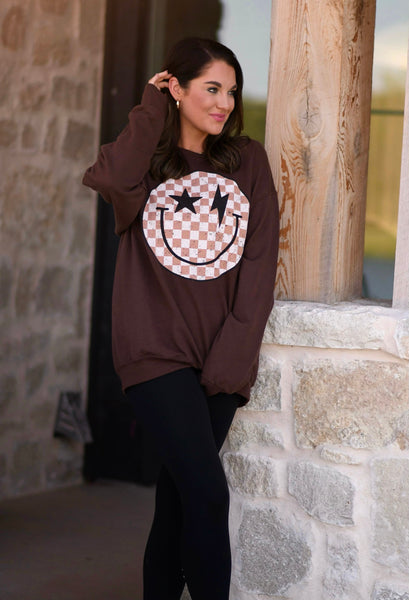 Checkered Smiley Sweatshirt