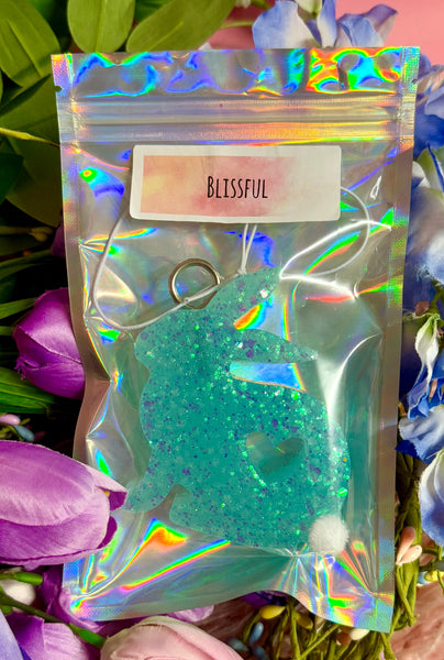 Blue Glitter Bunny Car Freshie