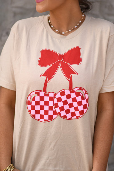 **SALE** Love Me Checkered Cherry Tee