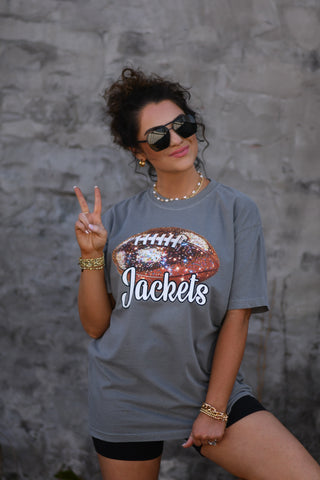 Custom Faux Glitter Football Tee