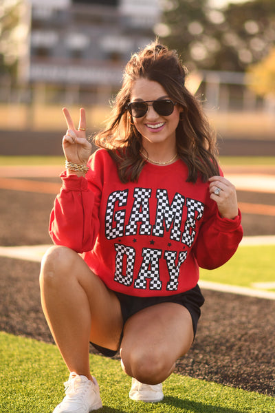 **SALE** RTS Red Checkered Game Day Sweatshirt