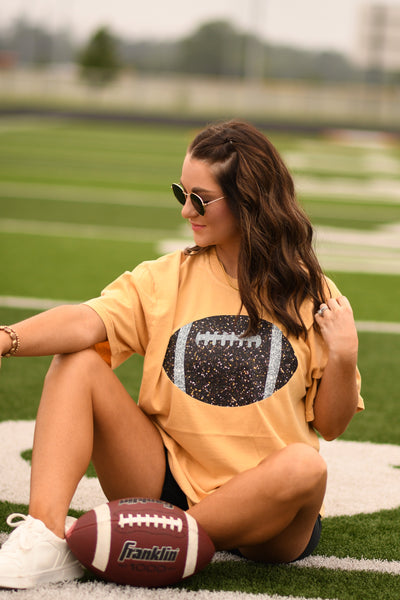 Gold Faux Glitter Football Tee