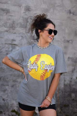 Custom Faux Glitter Softball Tee