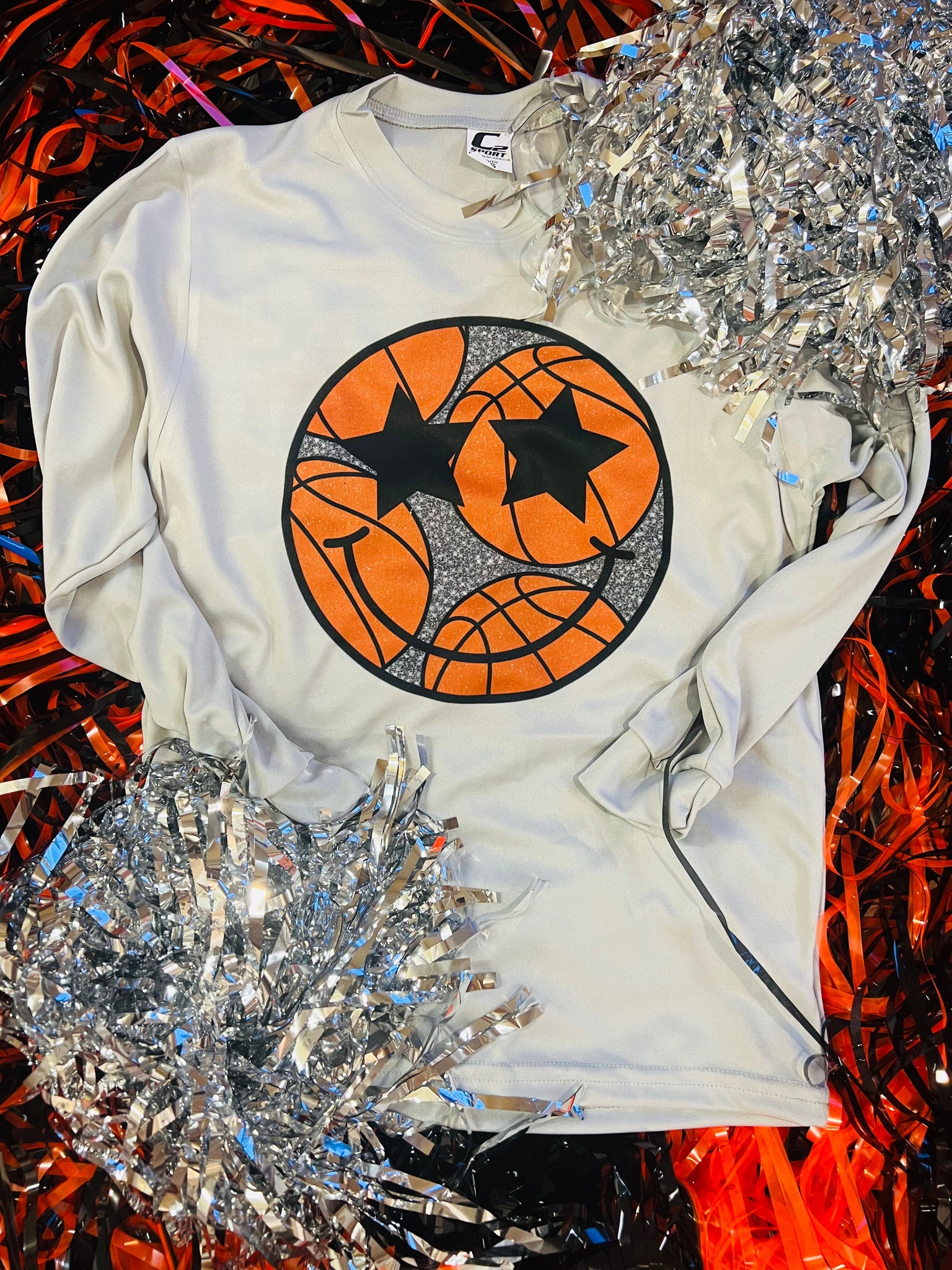 Basketball Glitter Smiley Tee/Long Sleeve Dri Fit