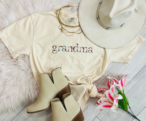 Grandma Floral Embroidered Tee