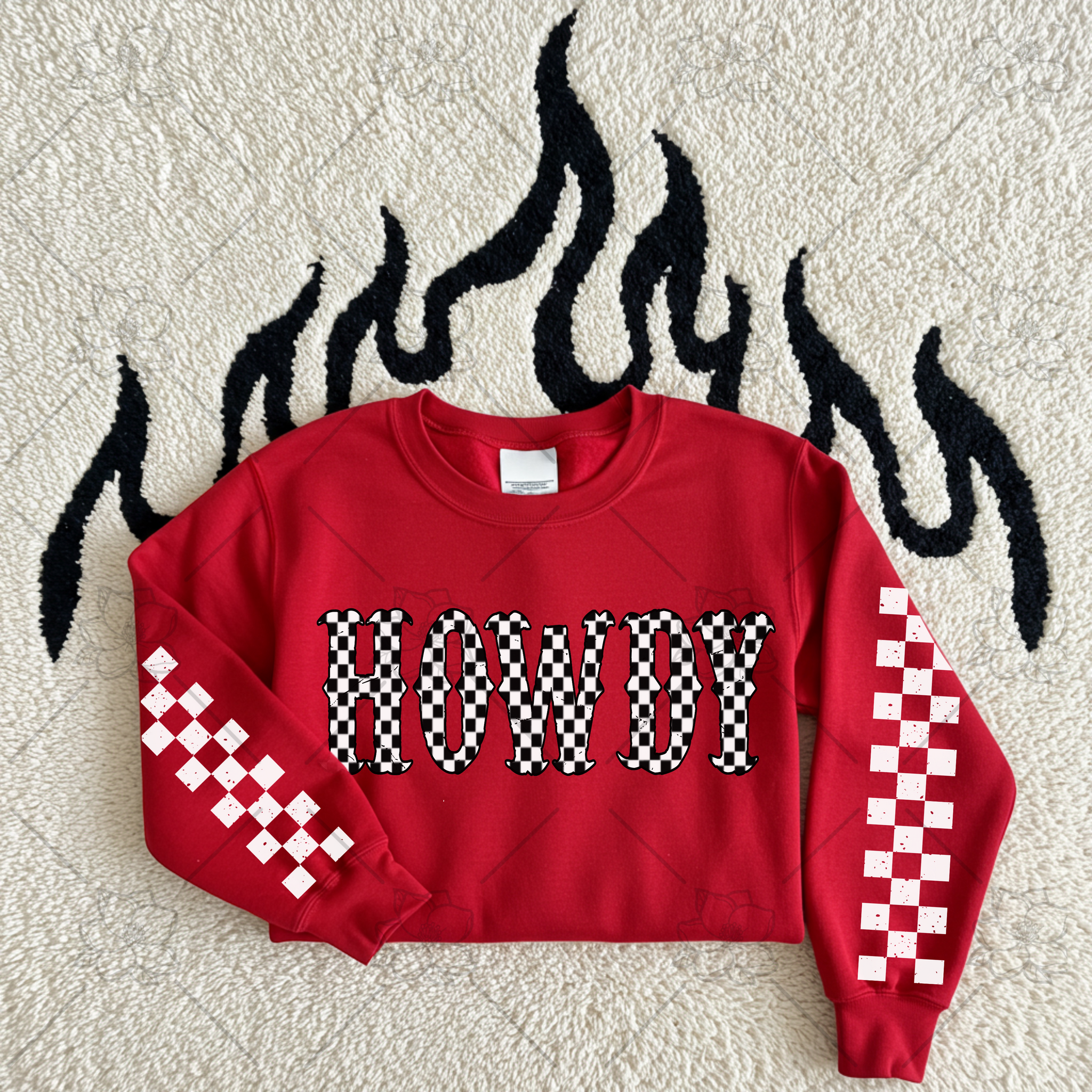 Checkered Howdy Sweatshirt with/without sleeve- YOUTH