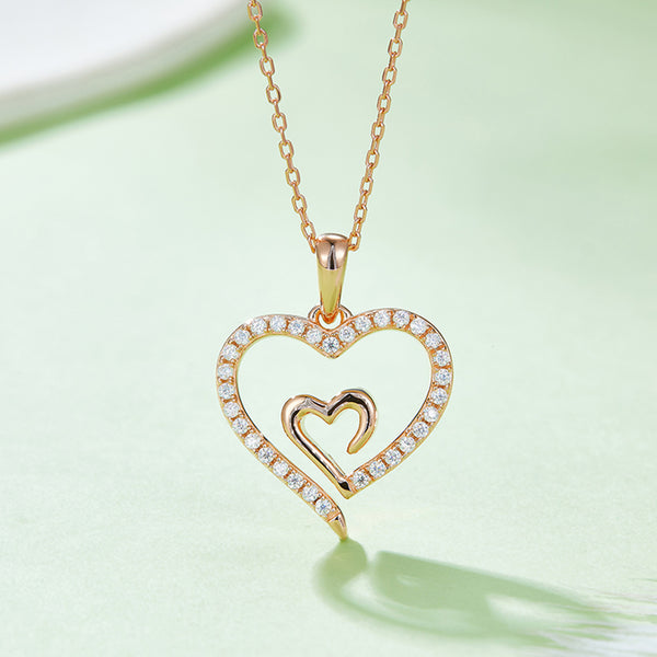 Moissanite 925 Sterling Silver Heart Pendant Necklace