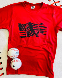 Baseball Swinging Flag Dri Fit Tee