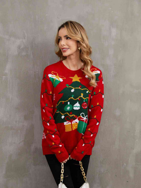 Christmas Theme Round Neck Sweater