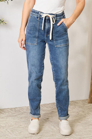 Judy Blue Full Size High Waist Drawstring Denim Jeans