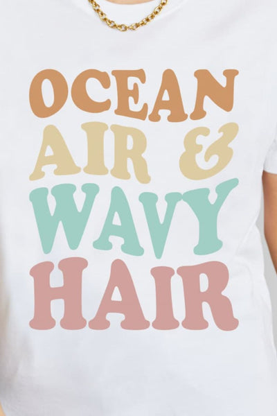 Simply Love OCEAN AIR & WAVY HAIR Graphic Cotton T-Shirt