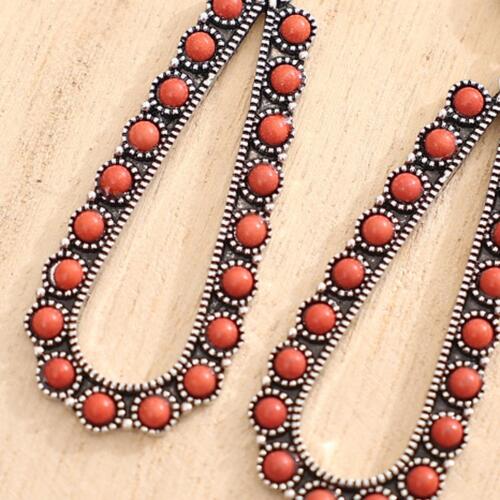 Alloy Beaded Teardrop Earrings