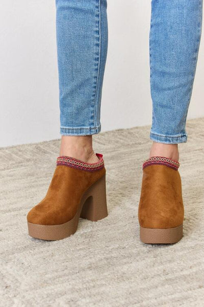 Legend Footwear Platform Suede Clog Heel