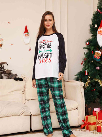 Full Size Graphic Top and Plaid Pants Set