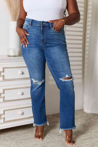 Judy Blue Full Size Distressed Raw Hem Jeans