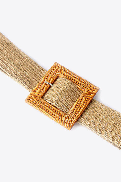 Square Buckle Elastic Braid Belt