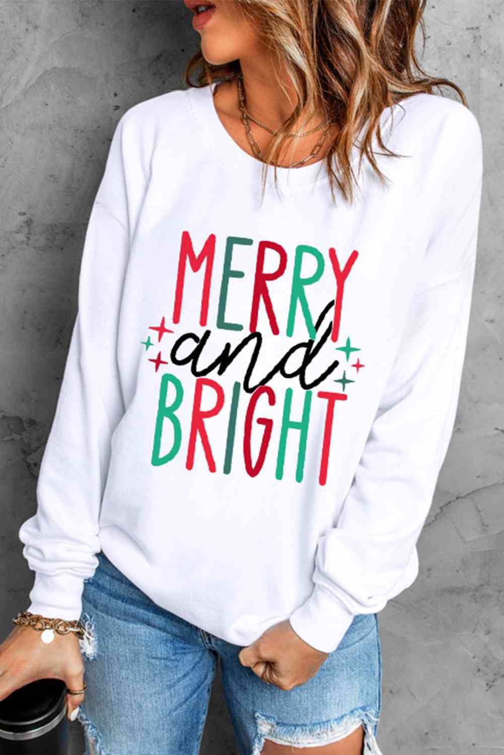 MERRY AND BRIGHT Graphic Sweatshirt